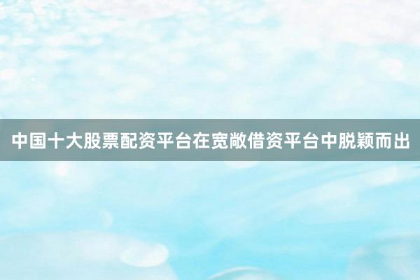 中国十大股票配资平台在宽敞借资平台中脱颖而出