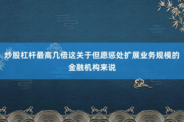 炒股杠杆最高几倍这关于但愿惩处扩展业务规模的金融机构来说