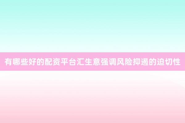 有哪些好的配资平台汇生意强调风险抑遏的迫切性