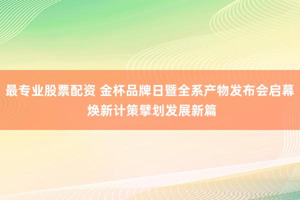 最专业股票配资 金杯品牌日暨全系产物发布会启幕 焕新计策擘划发展新篇