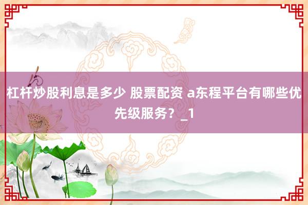 杠杆炒股利息是多少 股票配资 a东程平台有哪些优先级服务？_1